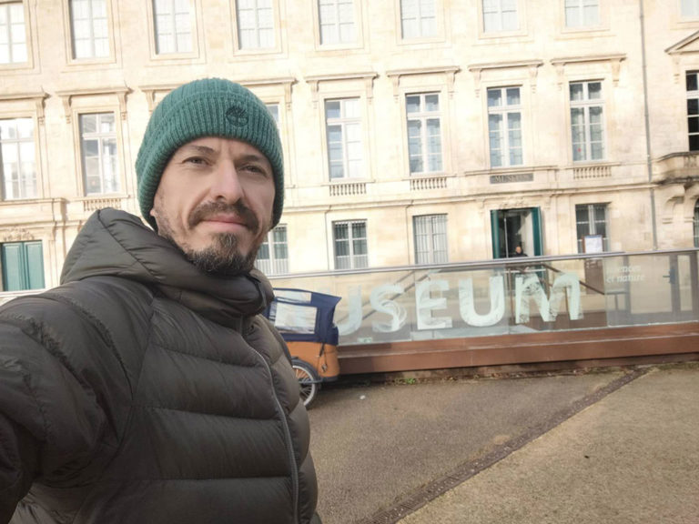 wearing a puffer jacket during cold winter in Bordeaux