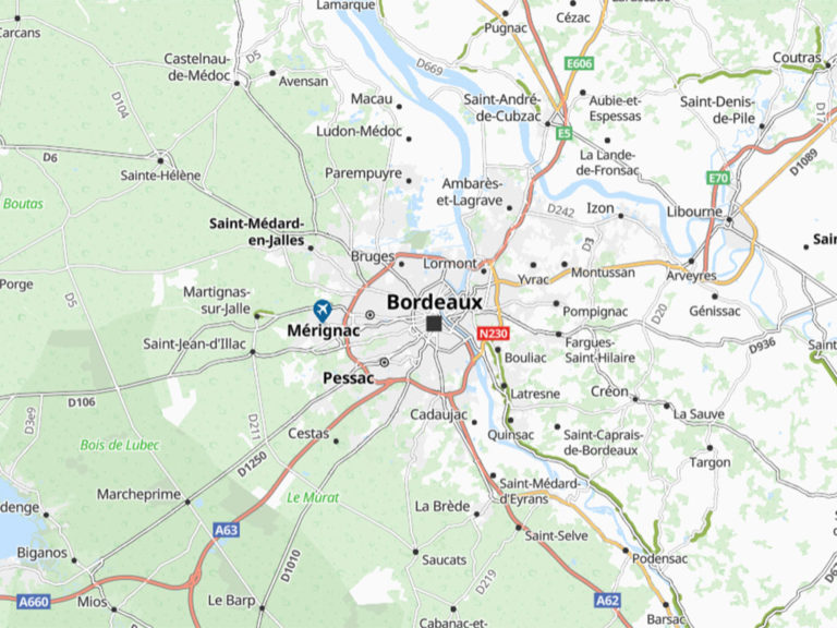 a simple map of bordeaux