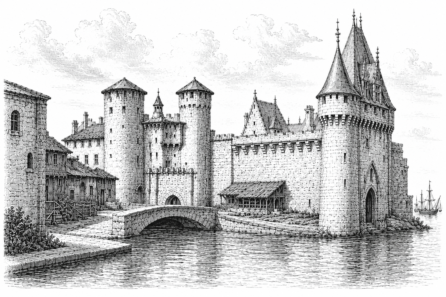Historical illustration of medieval Bordeaux